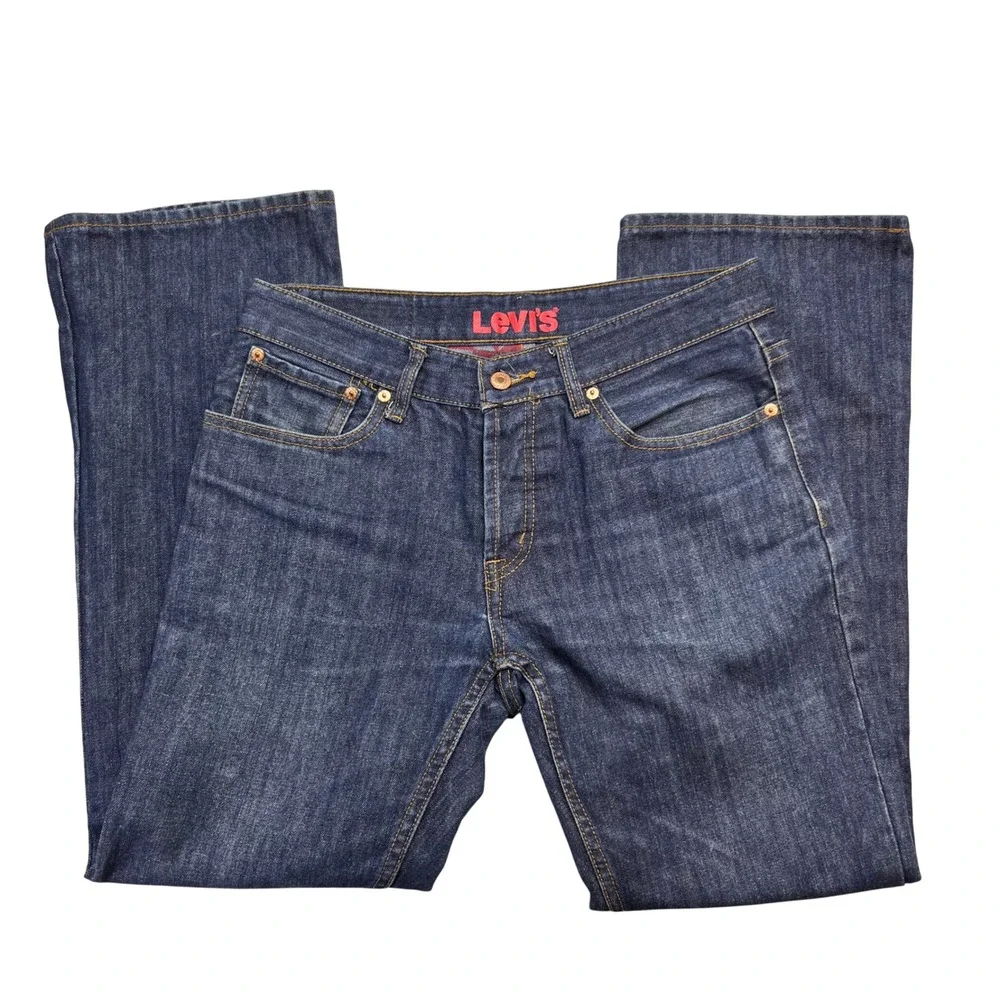 Levis 523 Classic Straight Leg Jeans Mens 32 Dark Wash Indigo Button Fly